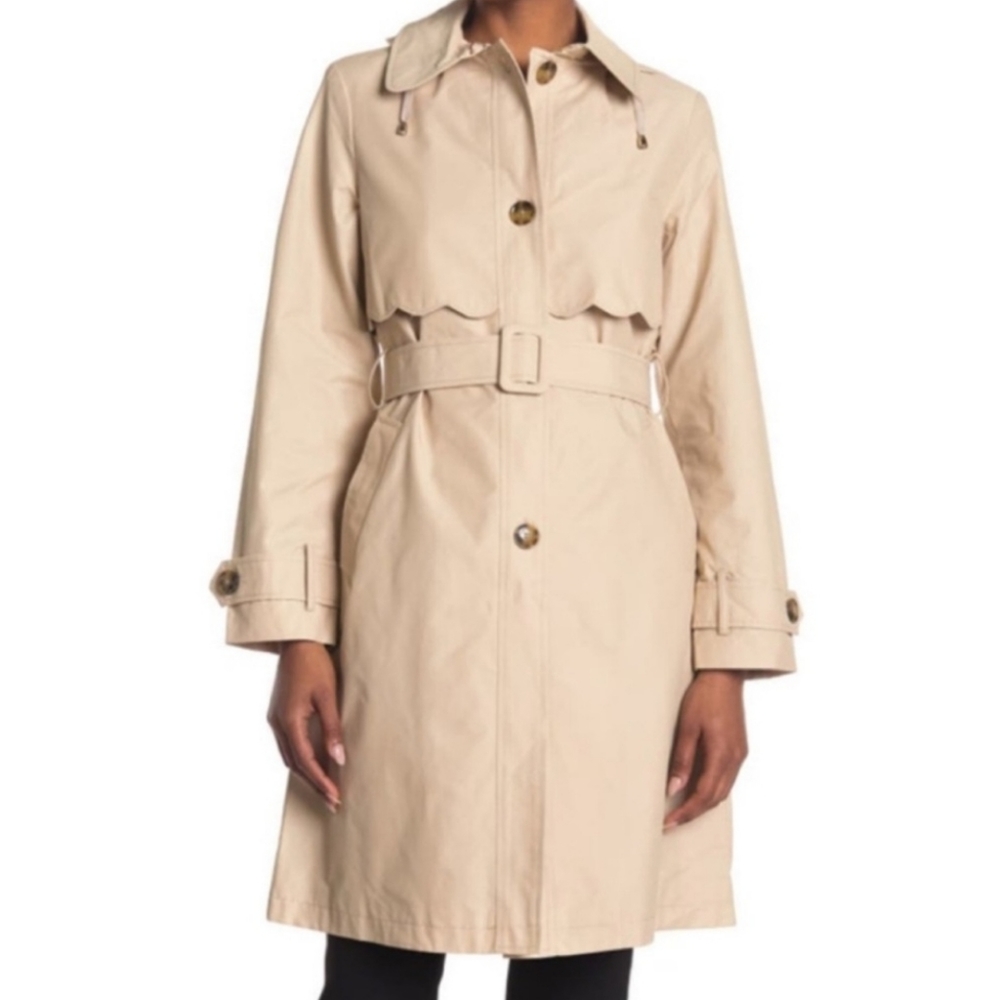 NWT KATE SPADE| Scalloped Belted Rain Trench Coat - Picture 4 of 8